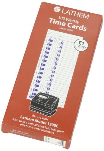 لاثيم بطاقة التوقيت العالمي Lathem Time باللون الأبيض، 100 قطعة (E100) 4 × 9 - Image 3